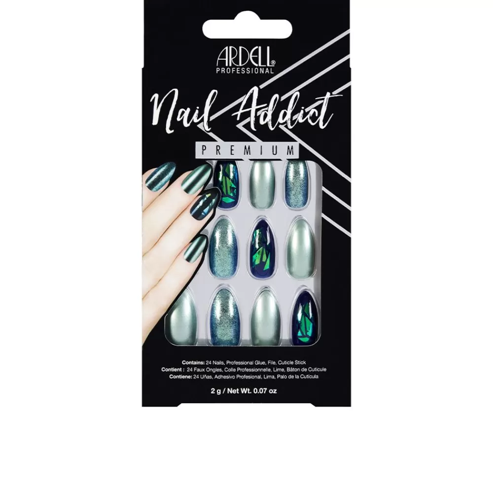 Ardell Nail Addict Green Glitter Chrome New