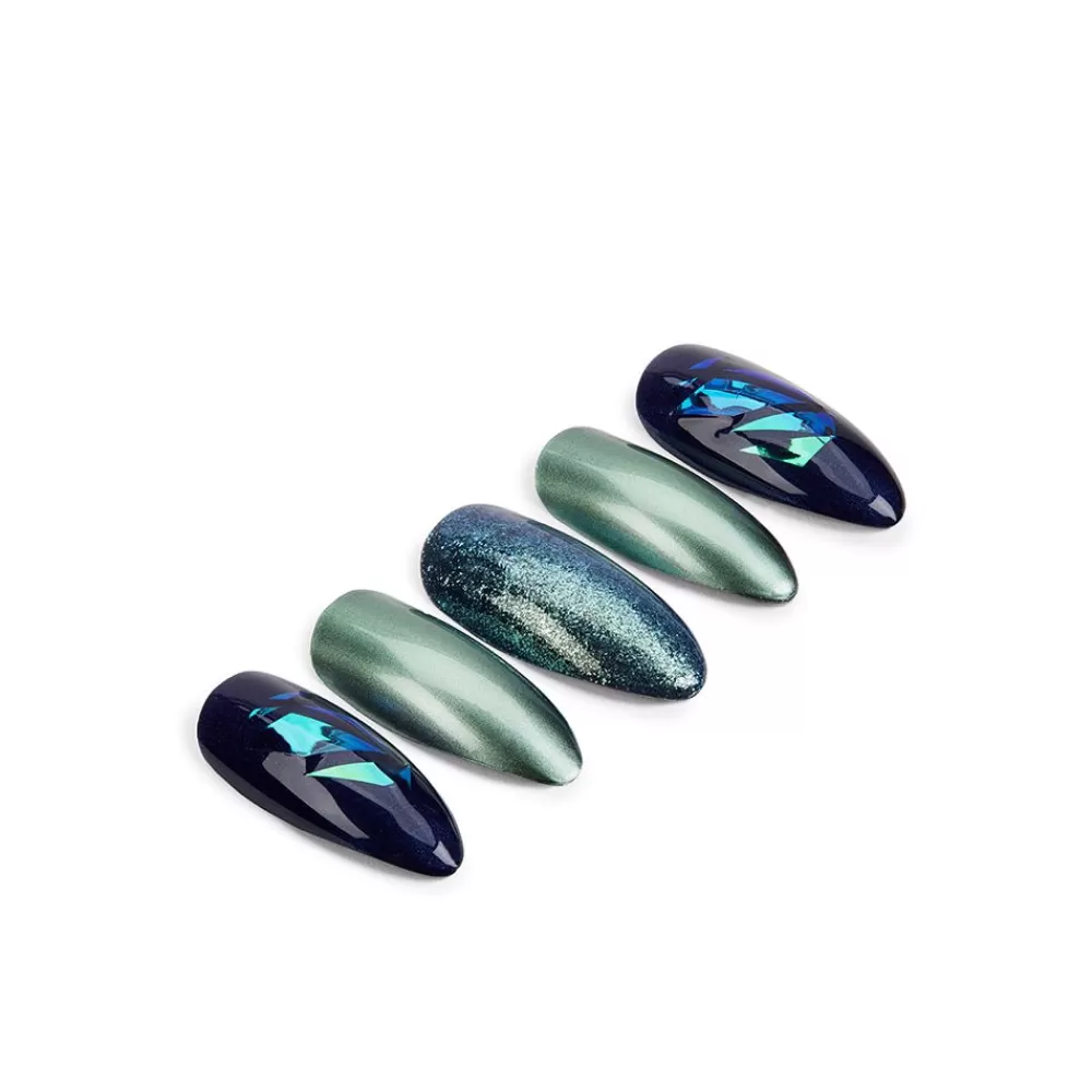 Ardell Nail Addict Green Glitter Chrome New